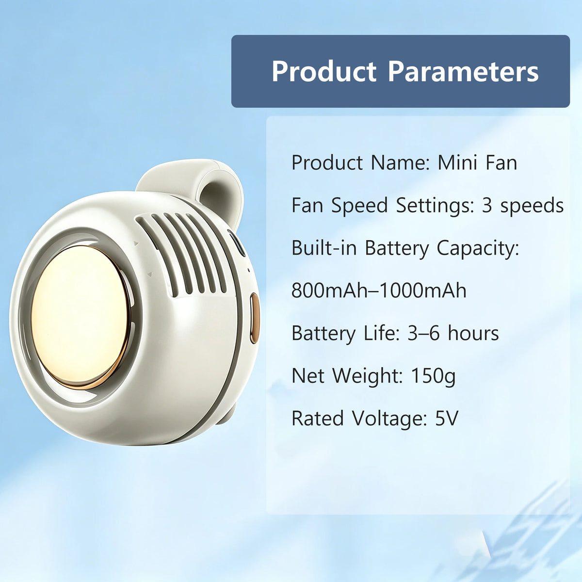 Mini Clip On Fan Portable Wearable Bladeless Fan Rechargeable 360° Rotatable 3-Speed Silent Electric Fans Hands-Free Cooling Fan