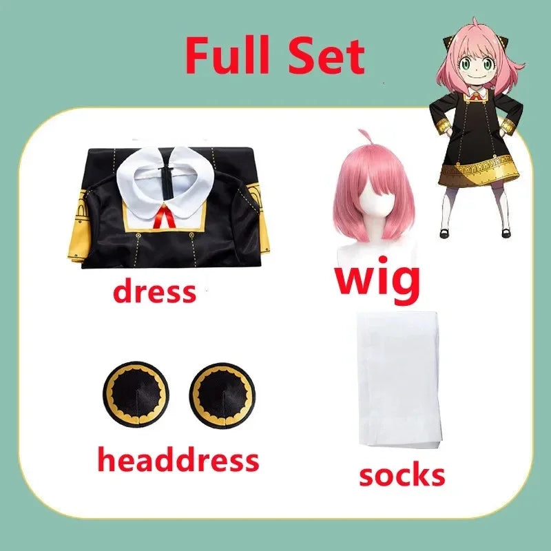 Halloween  X Familie Anya Vervalser Cosplay Kostuum Anime Cosplay   Volwassen Kleding Inclusief Sokken Duivel Hoorn Hoofddeksels
