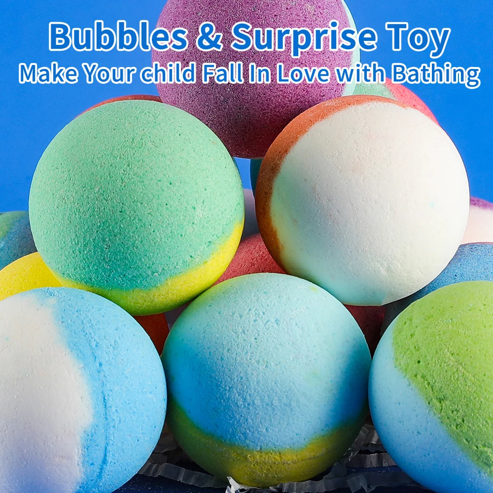 Bath Bombs for Kids with Surprise Inside, 15 Pack Kids Bath Bombs Gift Set, Natural Organic Kids Bubble Bath Fizzy with Bath Toy