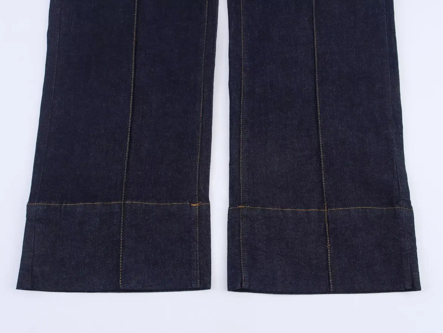 DiYiG  Women 2025 Autumn New Fashion Slim Fit Denim Bubble Sleeve Buckle Shirt Zipper Wide Leg Pants Blouses Mujer