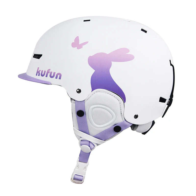 KUFUN Ski Helmet Earmuffs Winter Snow Sports Snowboard Skateboard Skating Cute Animal Lady Men Adult Kids Winter Safety Children