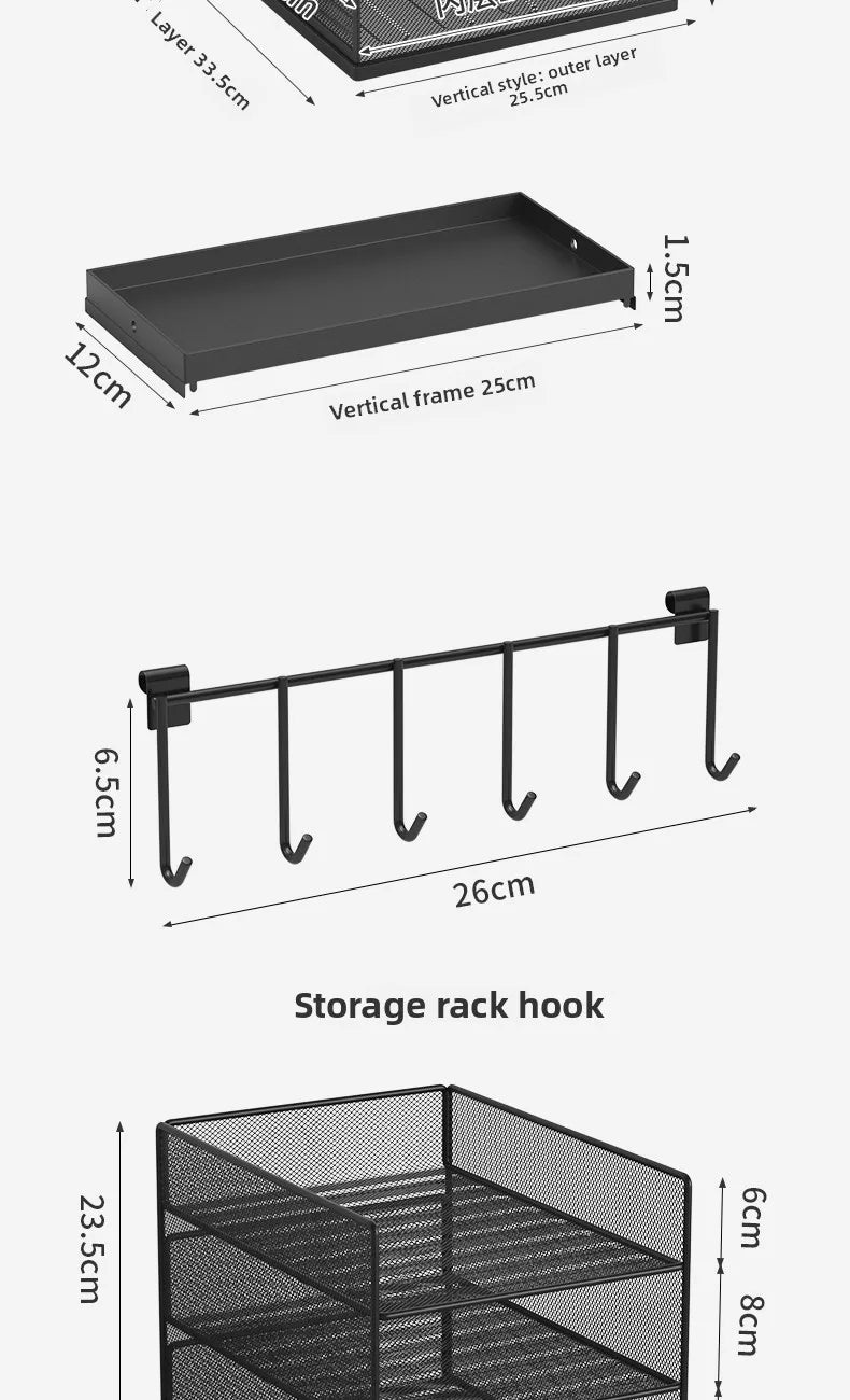 4 Tier Metal Paper Tray Desk Organizer, Stackable File Trays for Office Home, Multi-Functional Document Tray with Grid Design.