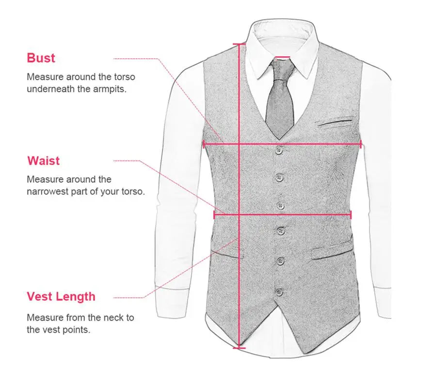 Deep V-Neck Suit Vests  Classical Formal  Business Herringbone  Wood Waistcoat Slim Fit Men's Vest For Wedding