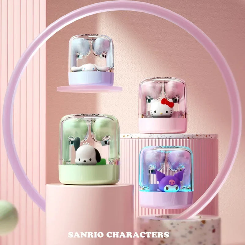 Sanrio EJ-986 TWS Earbuds Kuromi Hello Kitty Wireless Earphones Bluetooth Transparent Warehouse HIFI Sound Headsets Long Battery