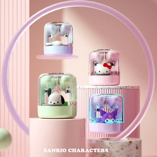 Sanrio EJ-986 TWS Earbuds Kuromi Hello Kitty Wireless Earphones Bluetooth Transparent Warehouse HIFI Sound Headsets Long Battery