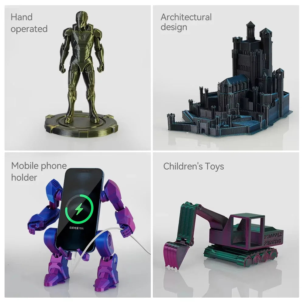 Dual color PLA Filament Multicolor PLA Filament 200g/roll 1.75mm 3D Printer Filament No-Tangling Bubble Free for FDM 3D Printer