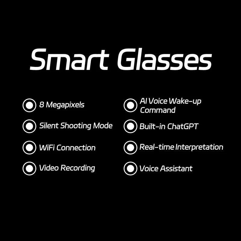 JRF 4K Smart AI Glasses 800W Pixel AI Shooting Camera HDPhoto Video Voice Call Music Translation Waterproof Bluetooth AI Glasses