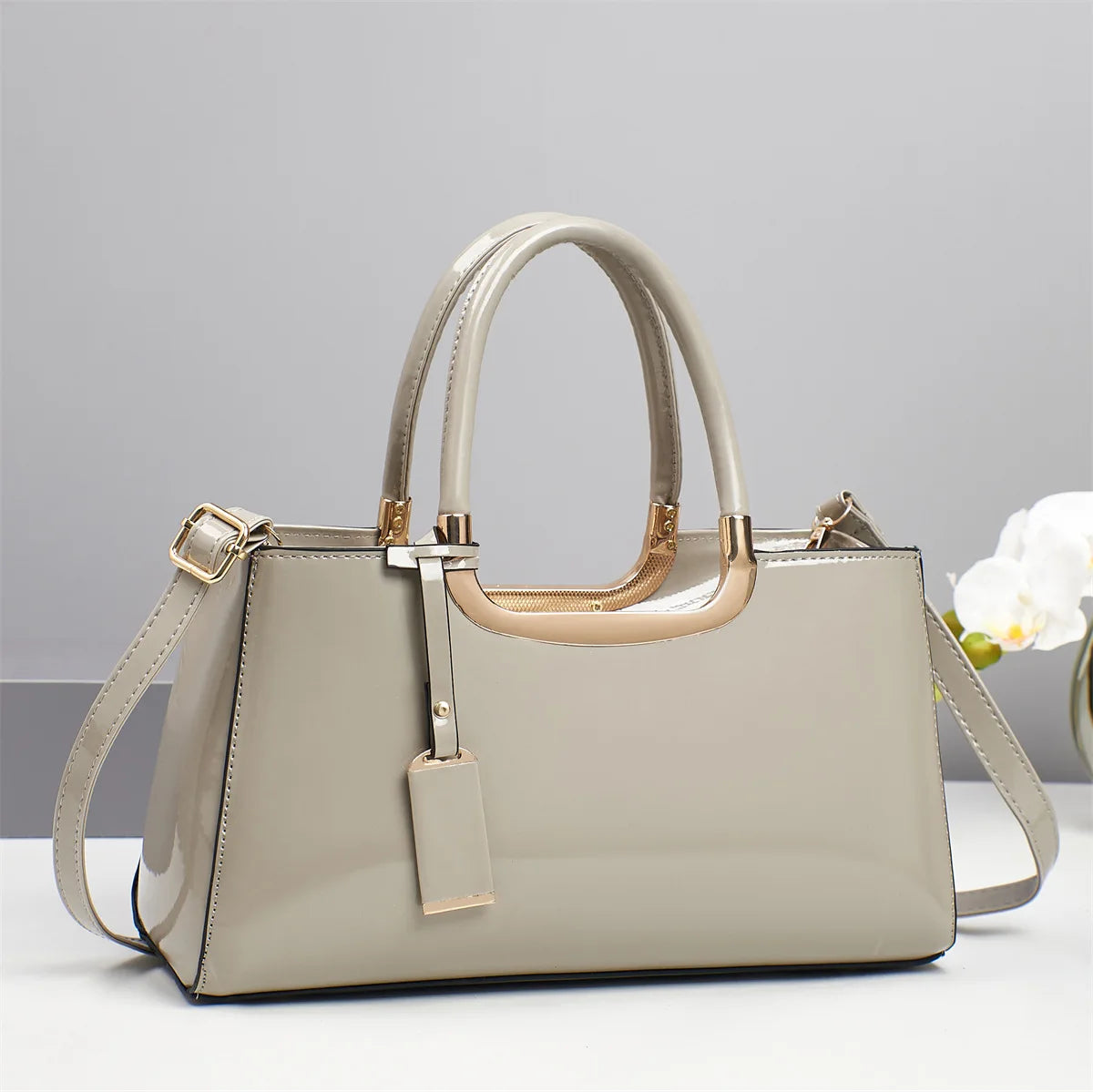 Luxury Designer Handbags High-End Evening Party Women Clutch Top Handle Underarm Bags Bright Patent PU Leather Crossbody Bags