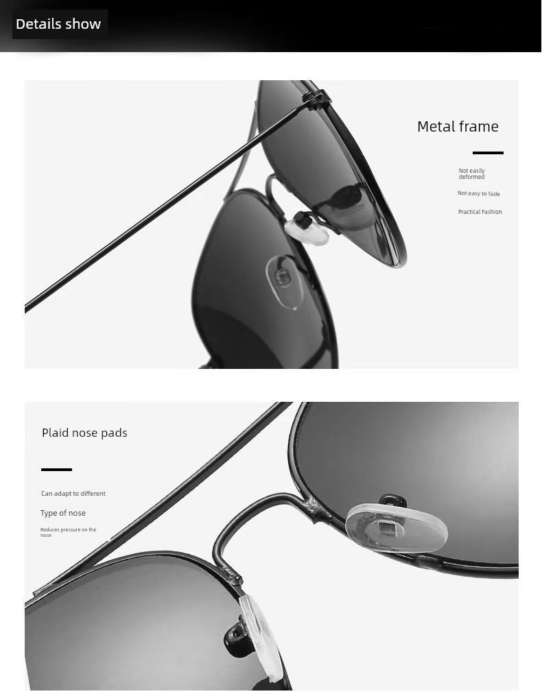 Classic Fashion Men's and Women's Colorful Sunglasses Retro Pilot Glasses Toad Metal Sunglasses