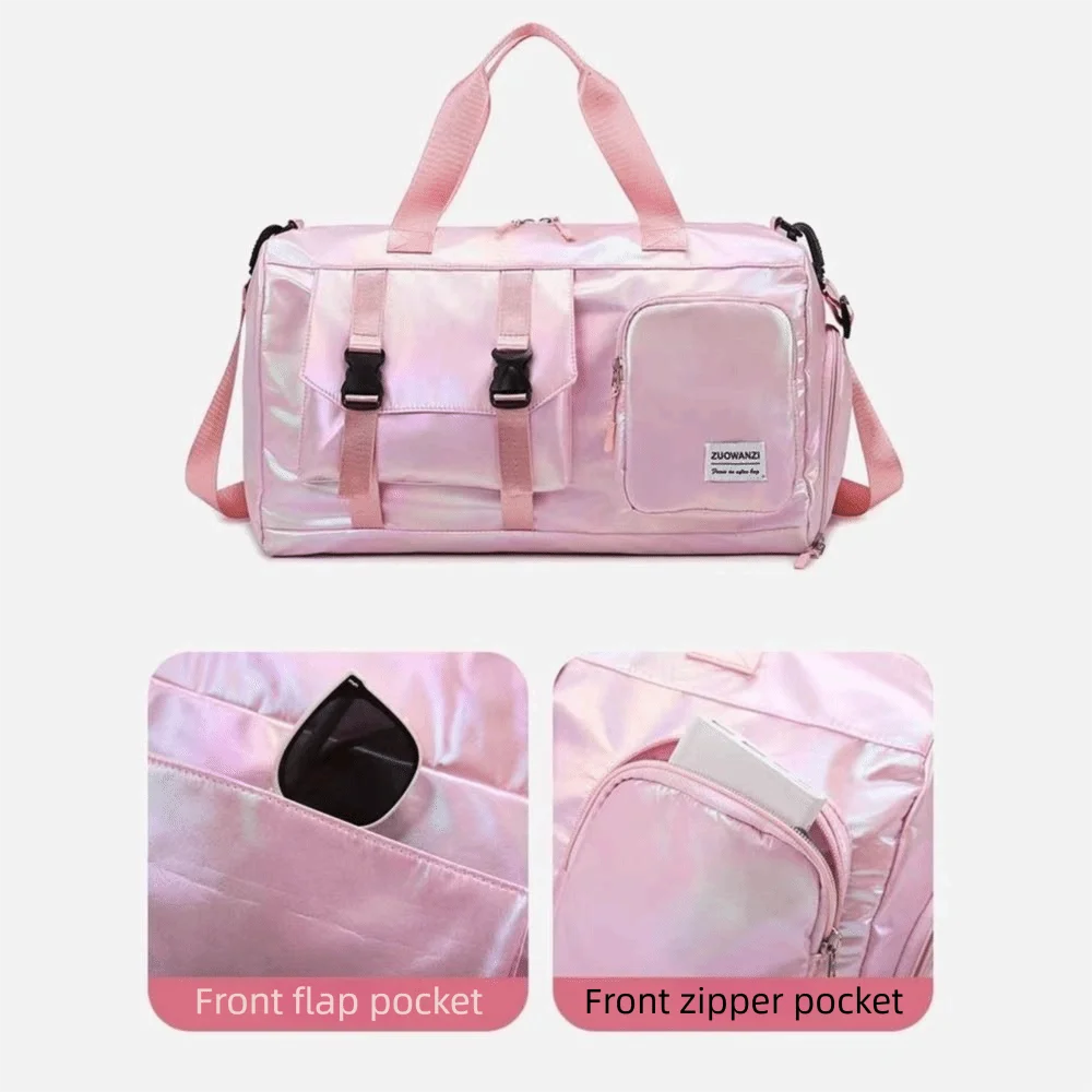 Pearl Glossy Gym Bag Wet Dry Separation Large Capacity Travel Luggage Bag Carry-On Waterproof Weekender Gym Tote Sports
