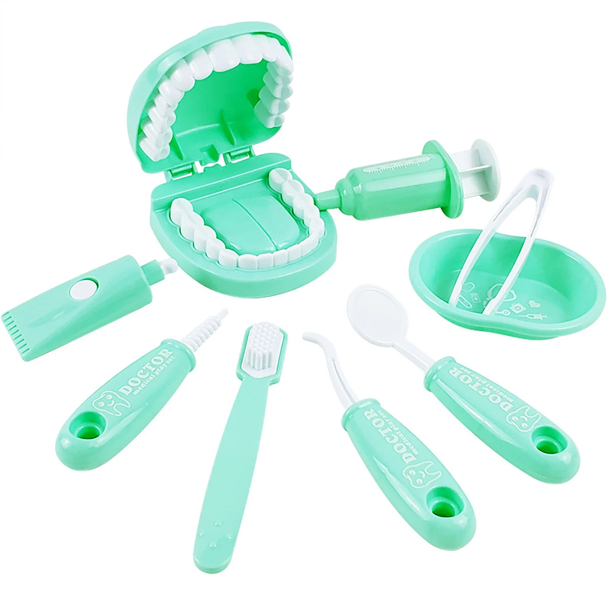 9PCS Plastic Dental Simulation Game Set, Children's Medical Set Hygiene Habit Cultivation Teaching Aid Intellectual Brushing Toy