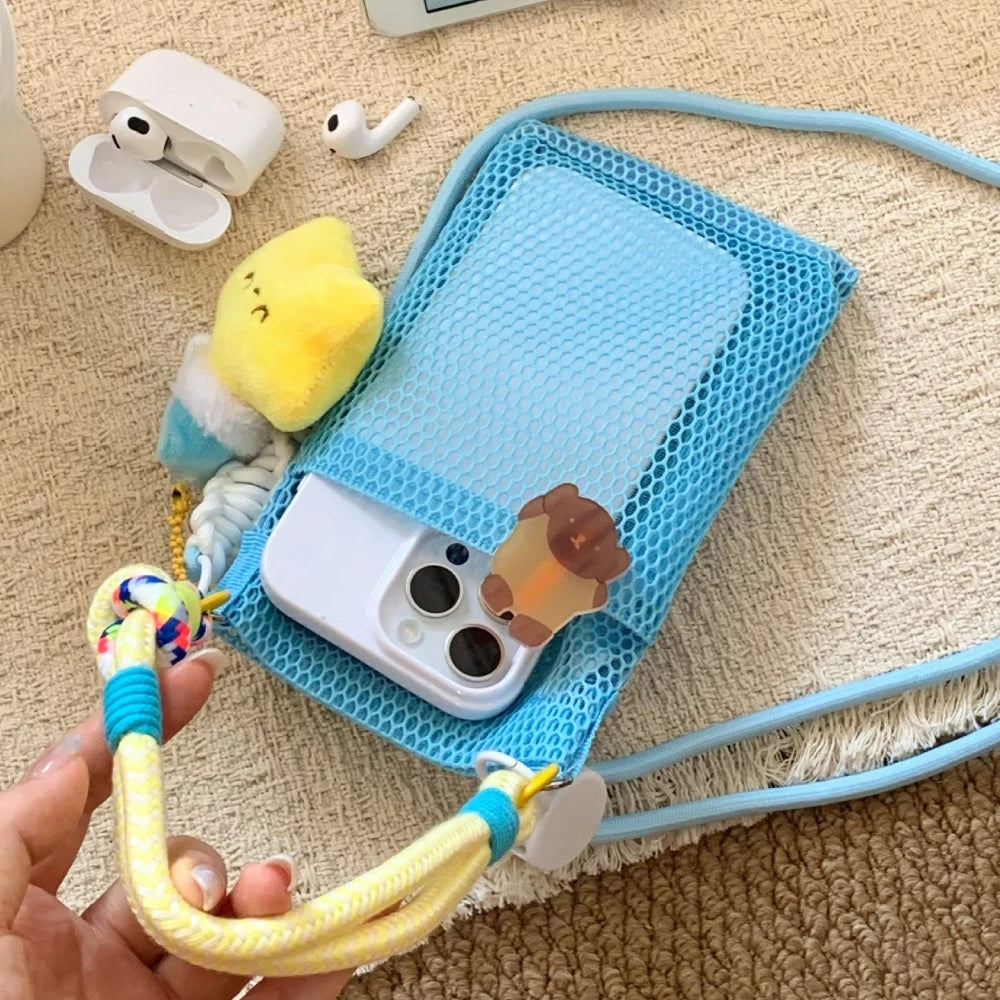Women Handbags Female Summer Mesh Shoulder Bags Large Capacity Crossbody Bags Outdoor Beach for Women Portable Phone Purse