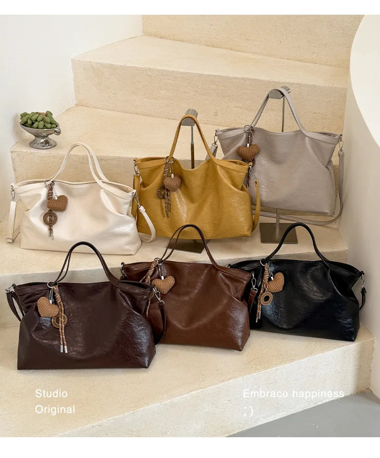 Casual Women Handbags Big Capacity Luxury Design PU Leather Female Shoulder Crossbody Bag Commuting Office Totes Ladies Hand Bag