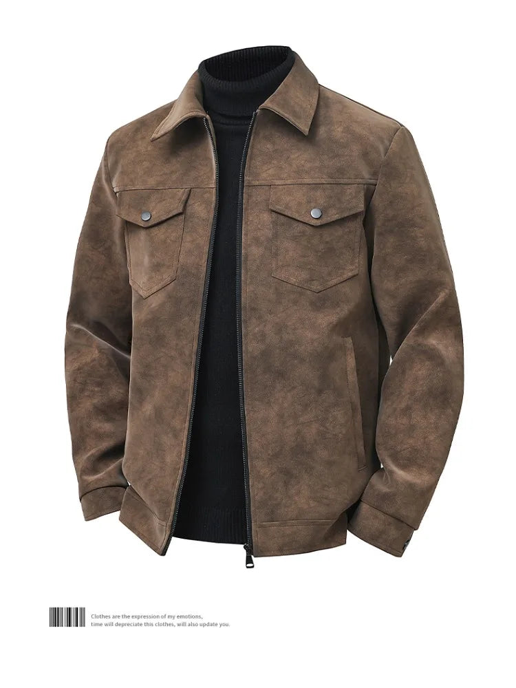 Jacket Spring and Autumn New Style Solid Color Simple High Quality Fashion Trend Casual Versatile Comfortable Men's  Retro  Coat