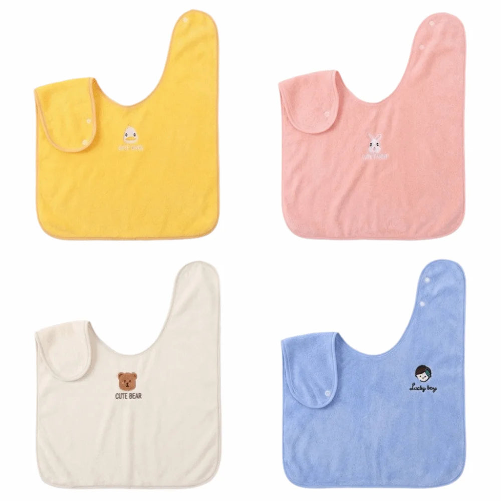 Soft Baby Bibs Skin Friendly Water Absorbent Children's Washcloth Adjustable Snaps Toddler Face Towel for Feeding Eating