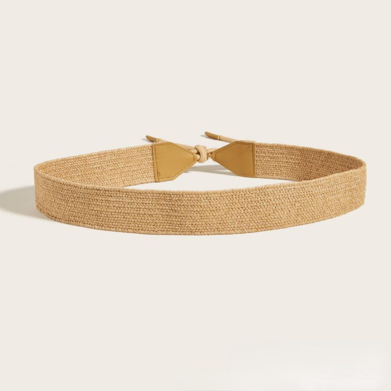 New Korean Version of Rope Belt for Women Fashion All-in-one Dress Bohemian Pastoral Style PP Grass Woven Wide Belt Summer