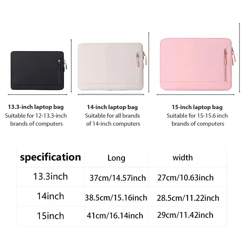 Simple Laptop Sleeve Case 11, 12/13, 13.3/14, 15/16 Inch Notebook Bag Tablet Waterproof Case For MacBook Air Pro Lenovo Hp Dell