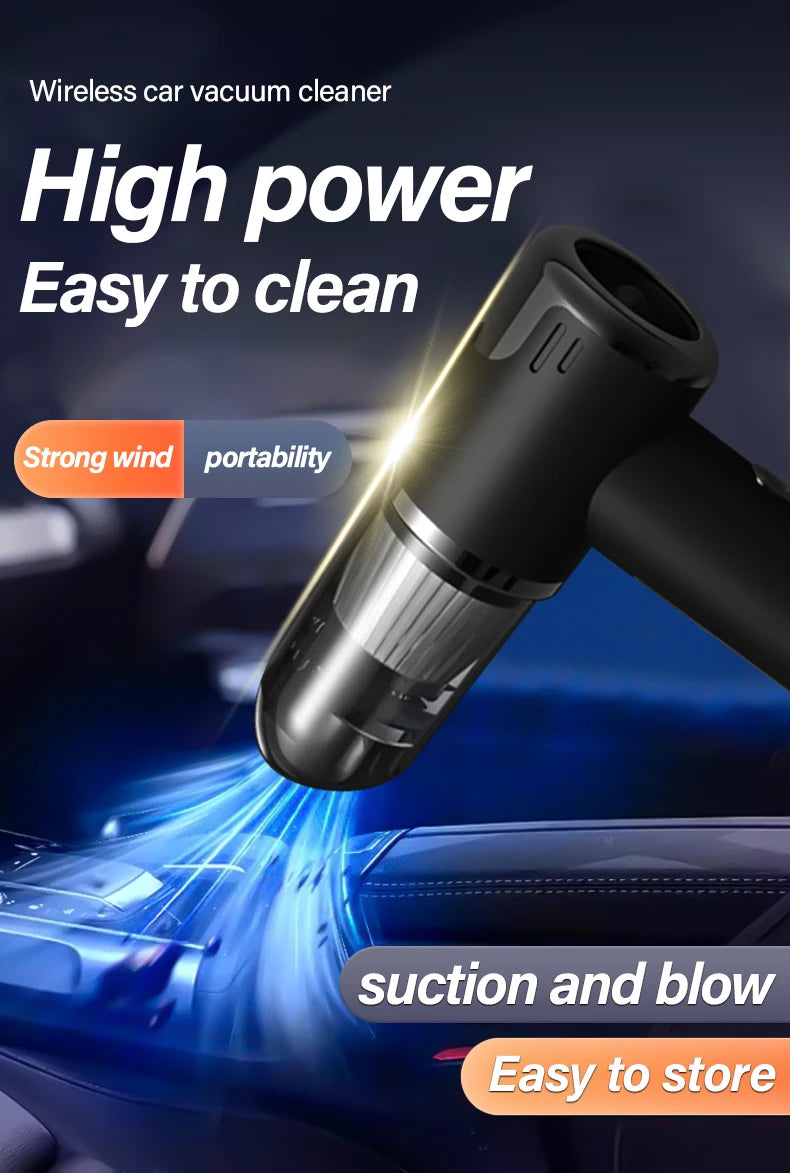 Car and home dual-purpose cordless vacuum cleaner, 3-in-1 rechargeable powerful handheld vacuum cleaner, 2000*2 battery