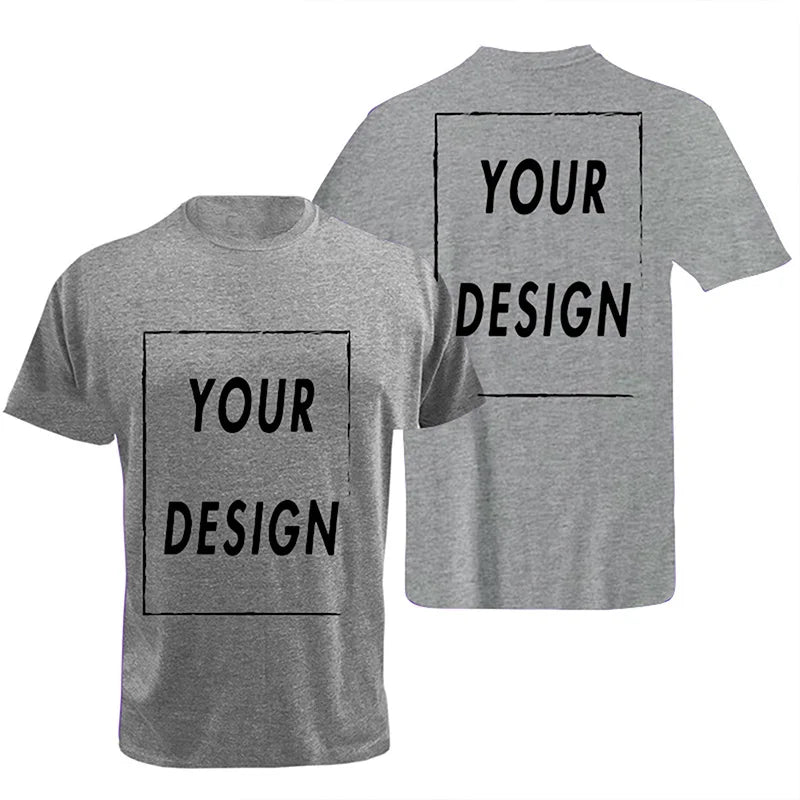 Men's customized T-shirt with their own logo, text, and photos printed on the front and back, customized high-end gifts, Europea