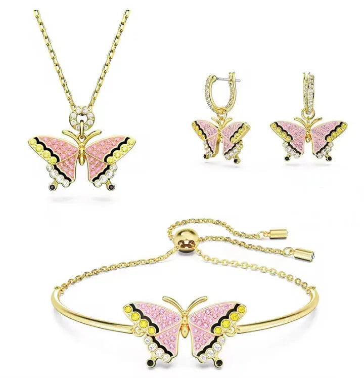 2025 New Exquisite Luxury High Quality S925 Zircon Necklace Pendant Jewelry Set Butterfly Shaped Essential for Daily Wearing