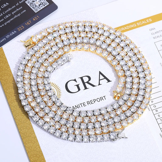 NY 2026 New Copper Material 2/3/4/5mm Iced VVS Moissanite Sparkling Tennis Chain Gift to Women With Exquisite Jewelry Necklace