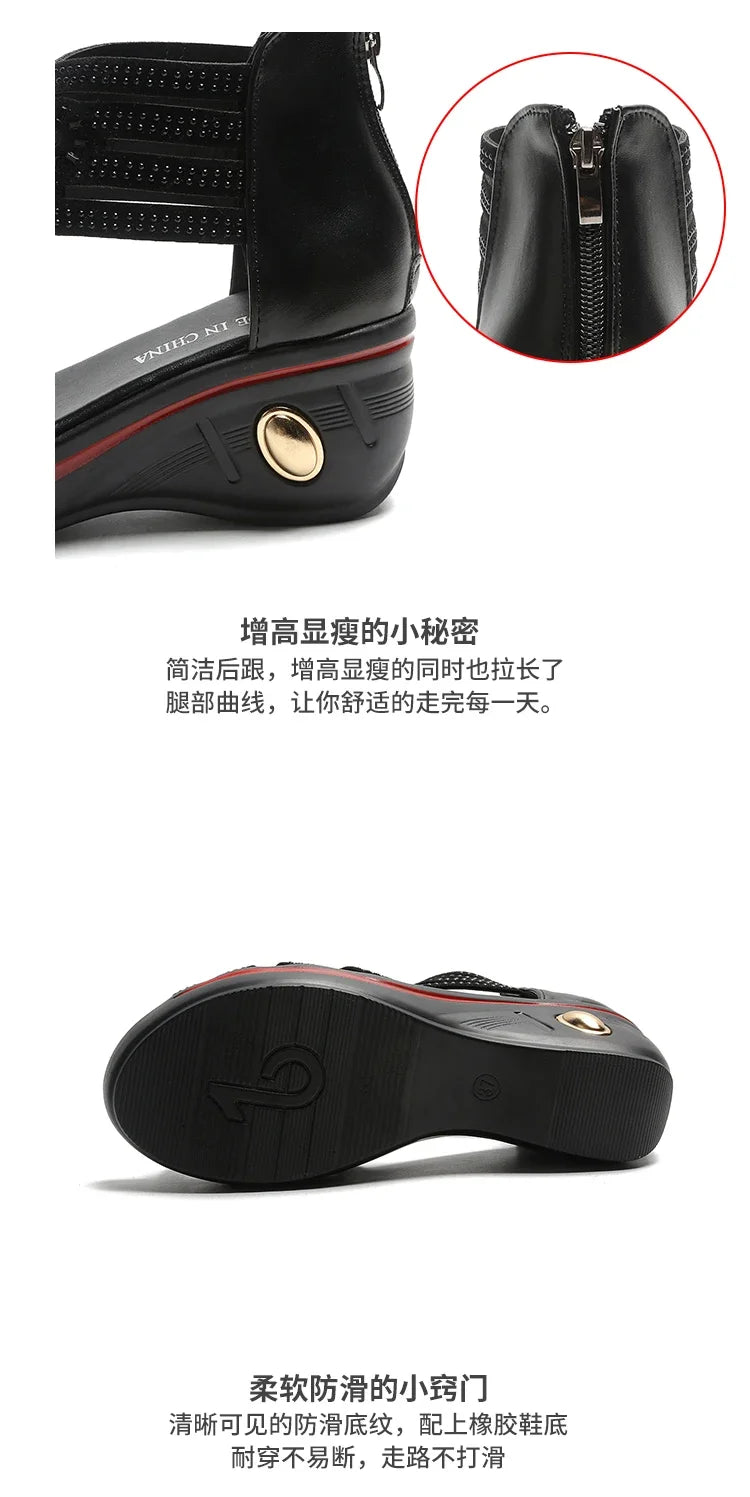 Ladies Shoes on Offer 2025 New Brand Fashion Zipper Women's Sandals Summer Elegant Ladies Roman Platform Wedge Heeled Sandals