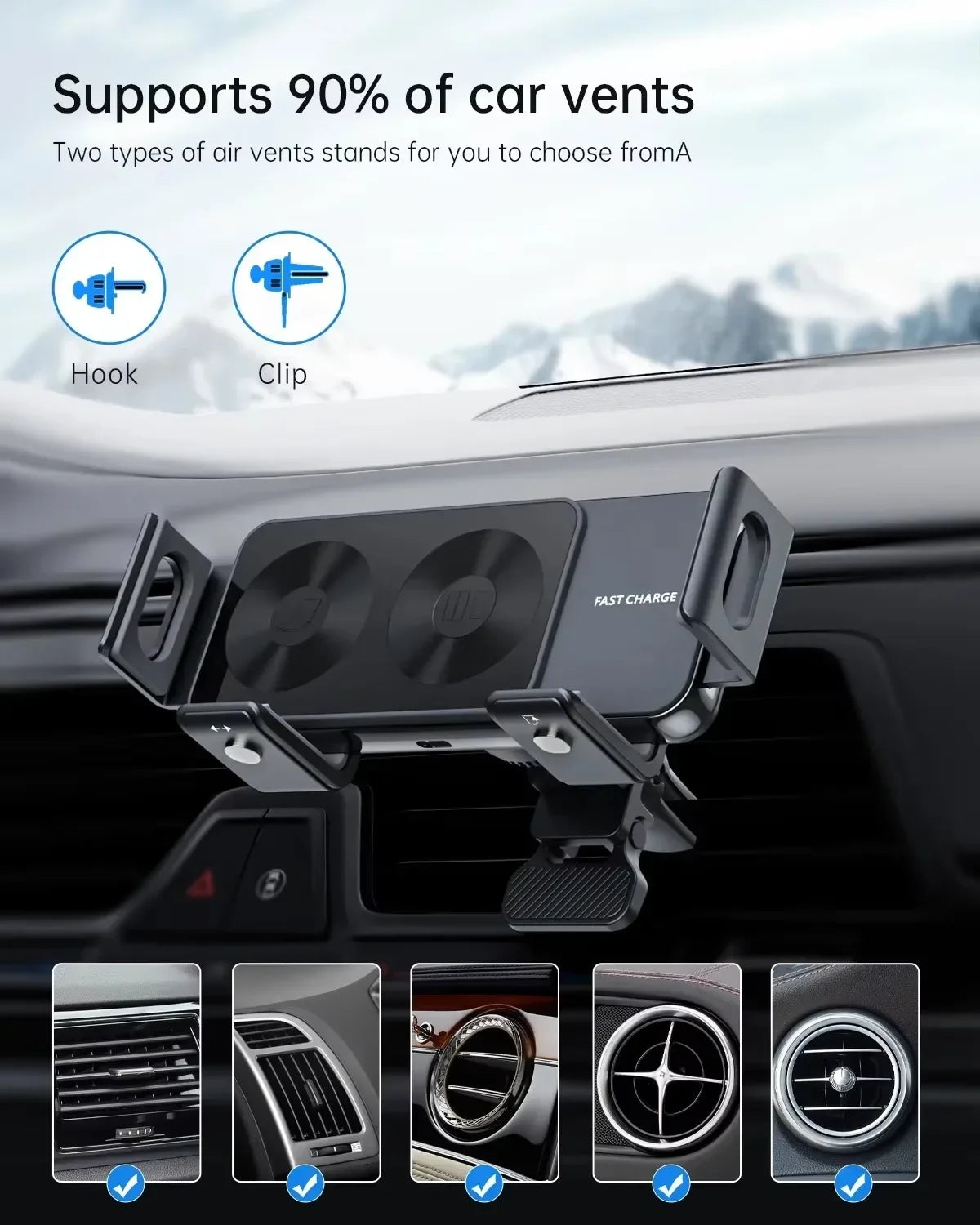 Eary 15W Wireless Car Charger for Huawei Mate XT Ultimate Car Phone Holder Mount Air Vent & Dashboard Fast Charging Accessories