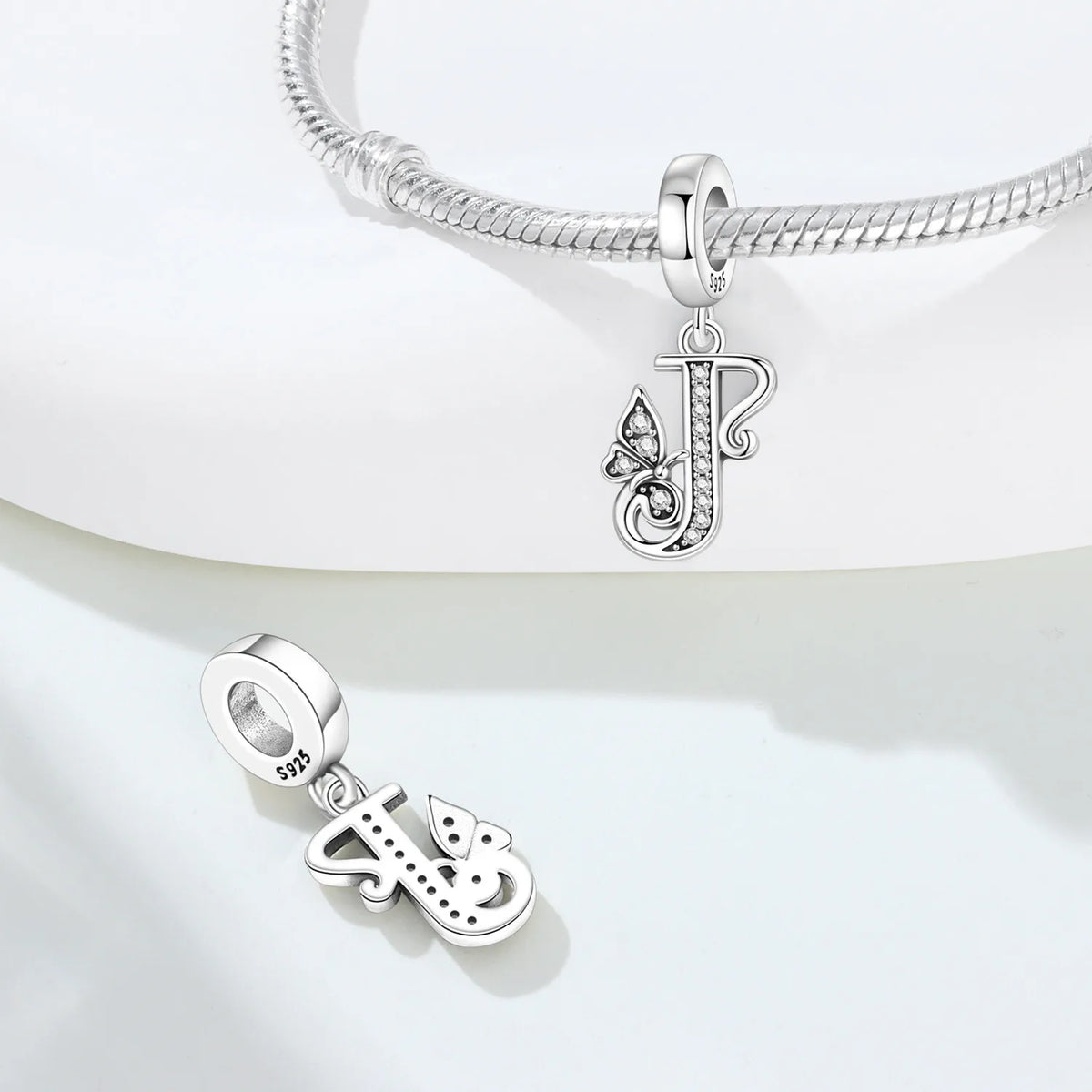 2026 New 925 Sterling Silver Zircon Scroll Grass Pattern 26 Letter Bead Charms for Women Fit DIY Bracelet Necklace Jewelry Gift