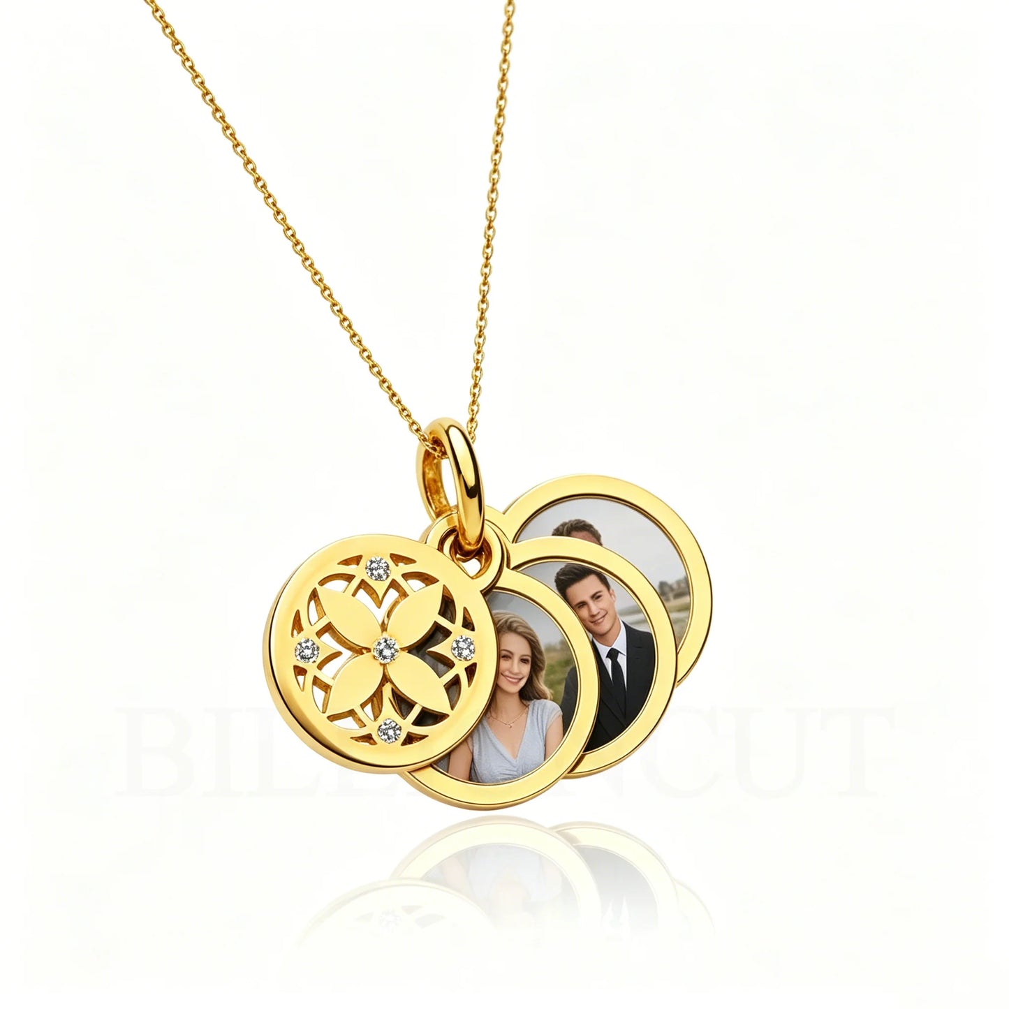 Custom Photo Necklace 316L Stainless Steel Multi-Layer Personalized Picture Pendant Memorial Jewelry Gift