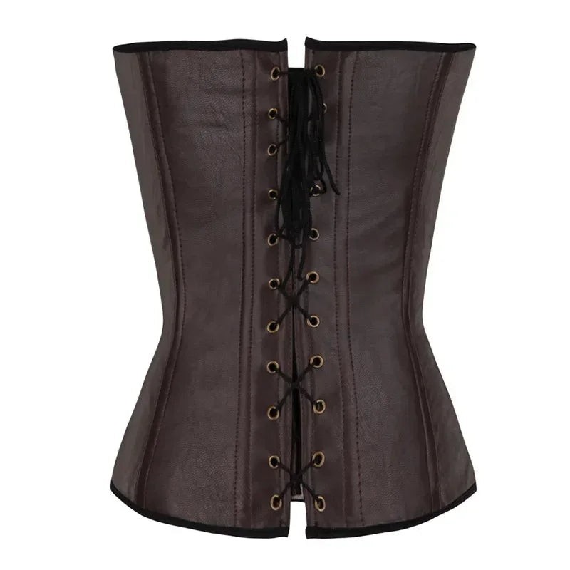 Steampunk Corsets And Bustiers Halter Plus Size Corset Pu Leather Gothic Punk Corselet Zipper Basque Sexy Korsett