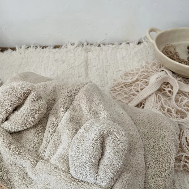 MILANCEL Baby Children's Hooded Bath Towels Baby Coral Fleece Cloaks Bathrobes Boys Girls Cartoon Embroidery Bath Towel