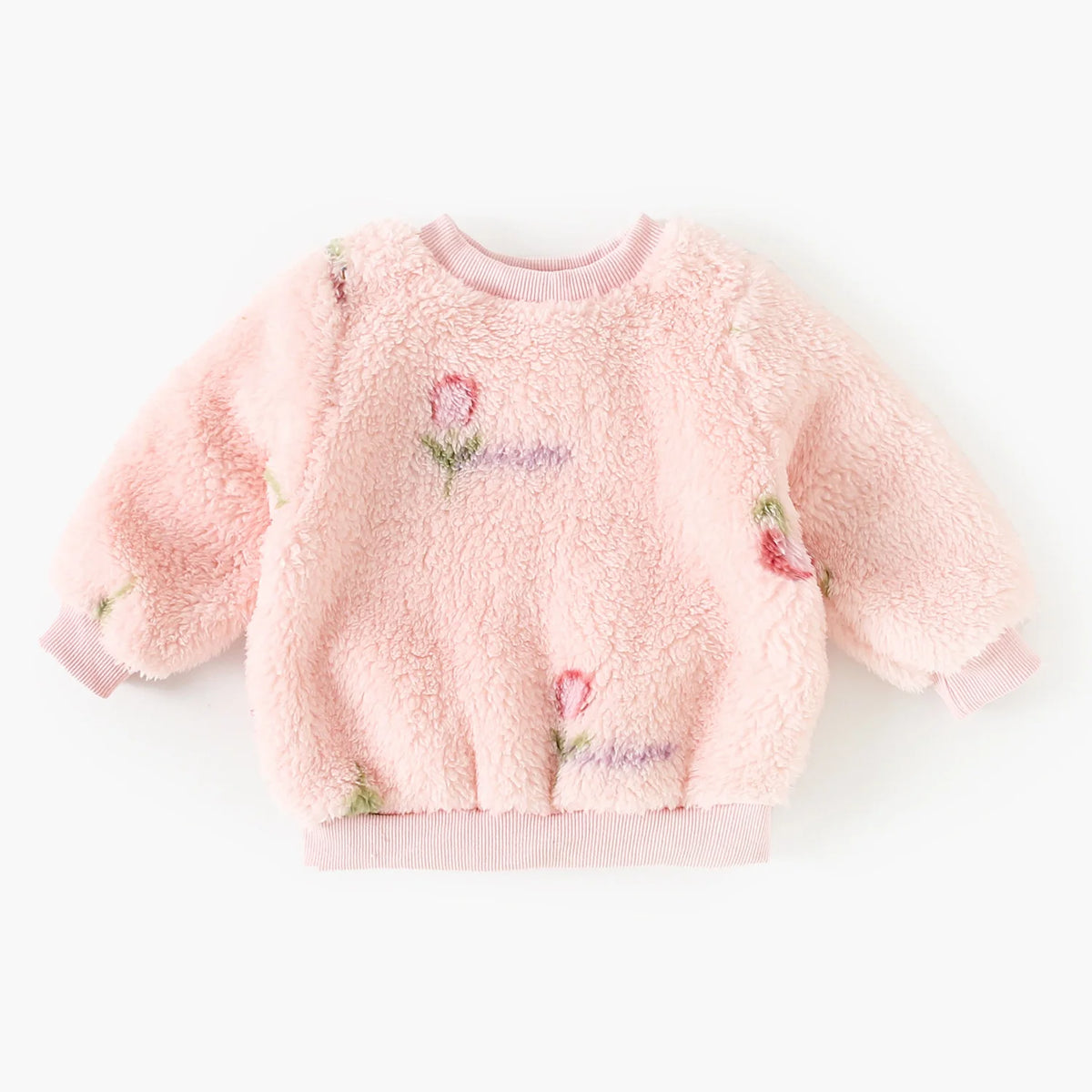 Cute Fleece Long Sleeve Little Kids Tops + Pants Thickened Baby Outfits Sets Winter Florals Clothing