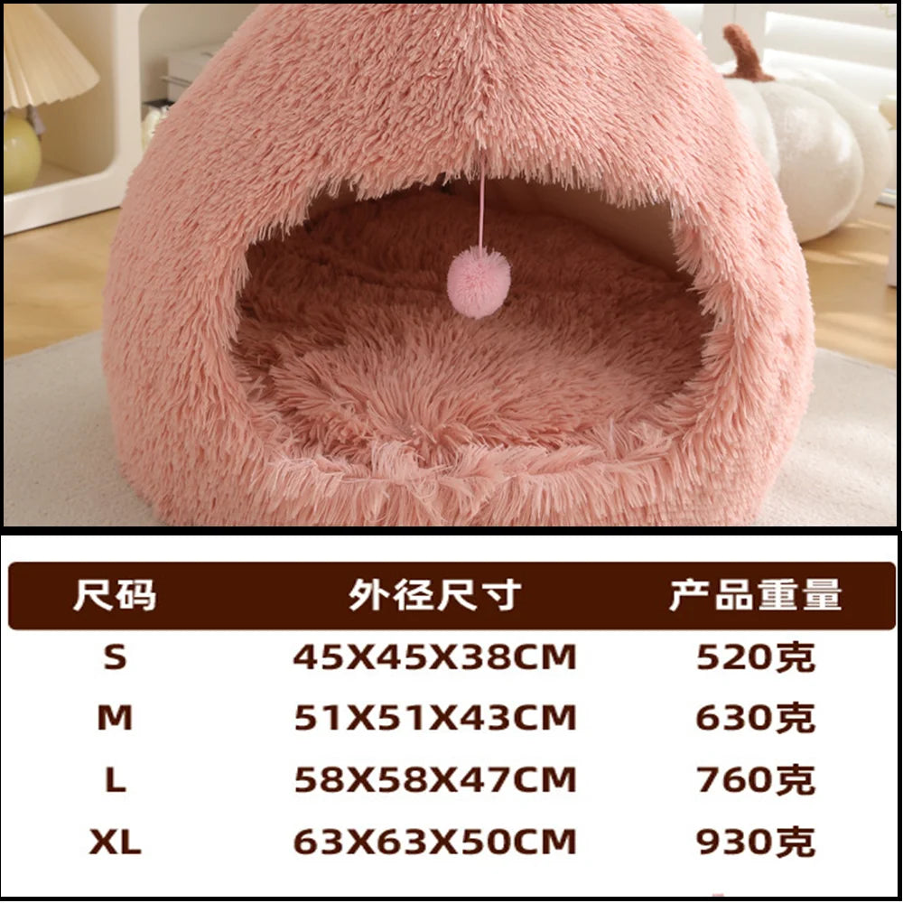 Winter Warm Plush Flannel Pet Bed - 2 in 1 Heated Cat Dog Kennel Pad, Deep Sleep Cozy Nest Basket for Small Medium Indoor Pets,