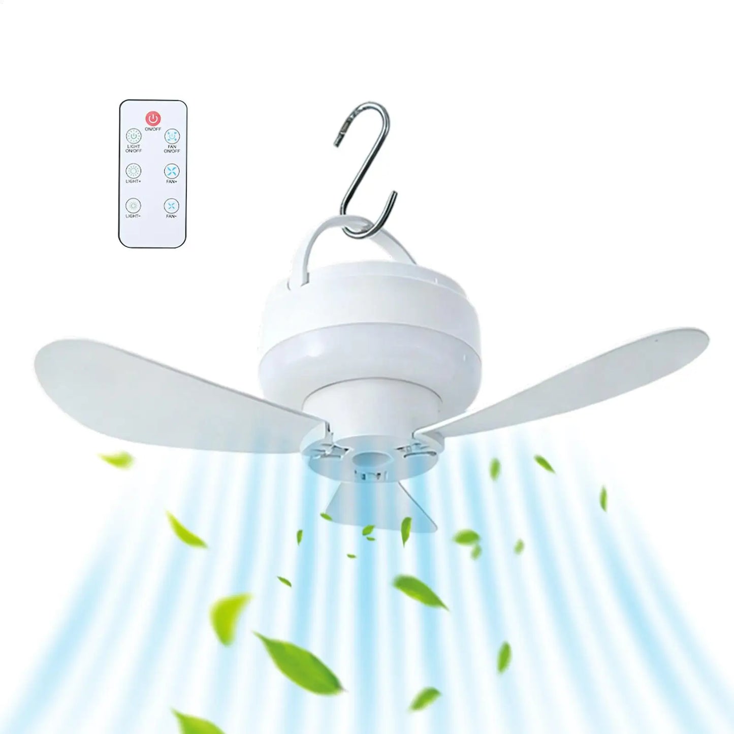 Ceiling Fan With LED Light and Remote Control USB Charging Household Outdoor Camping Tent Student Dormitory Bed Small Fan