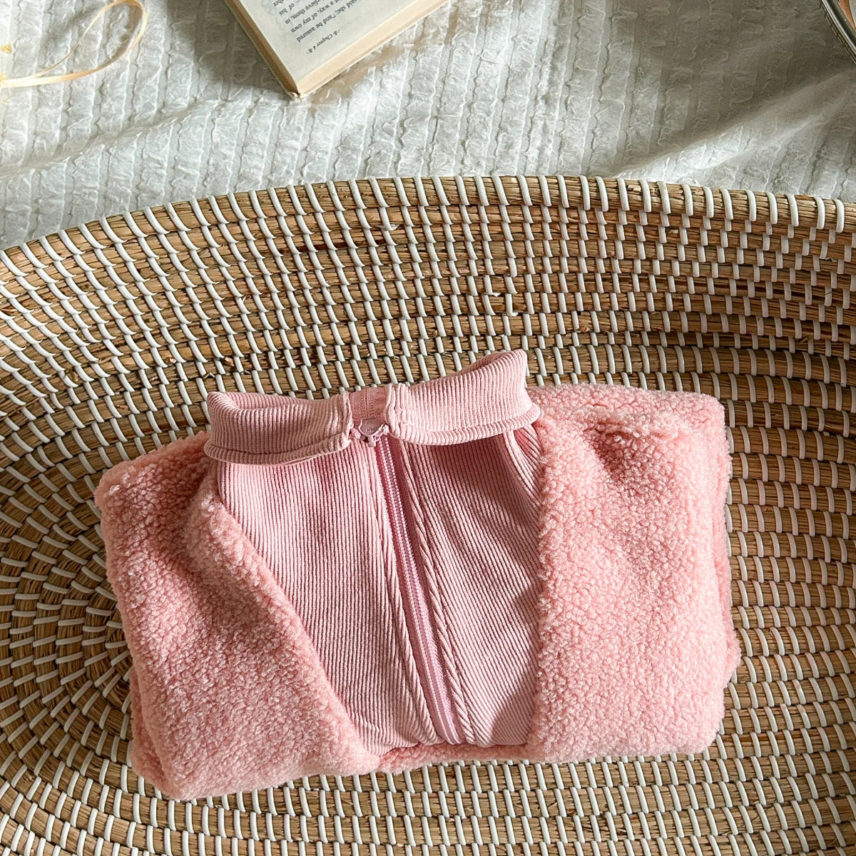 2025 Winter Baby Clothes Baby Rompers Solid Color Infant Boy Girls Long Sleeves Newborn Warm Costume Zipper Jumpsuit 0-18 Months