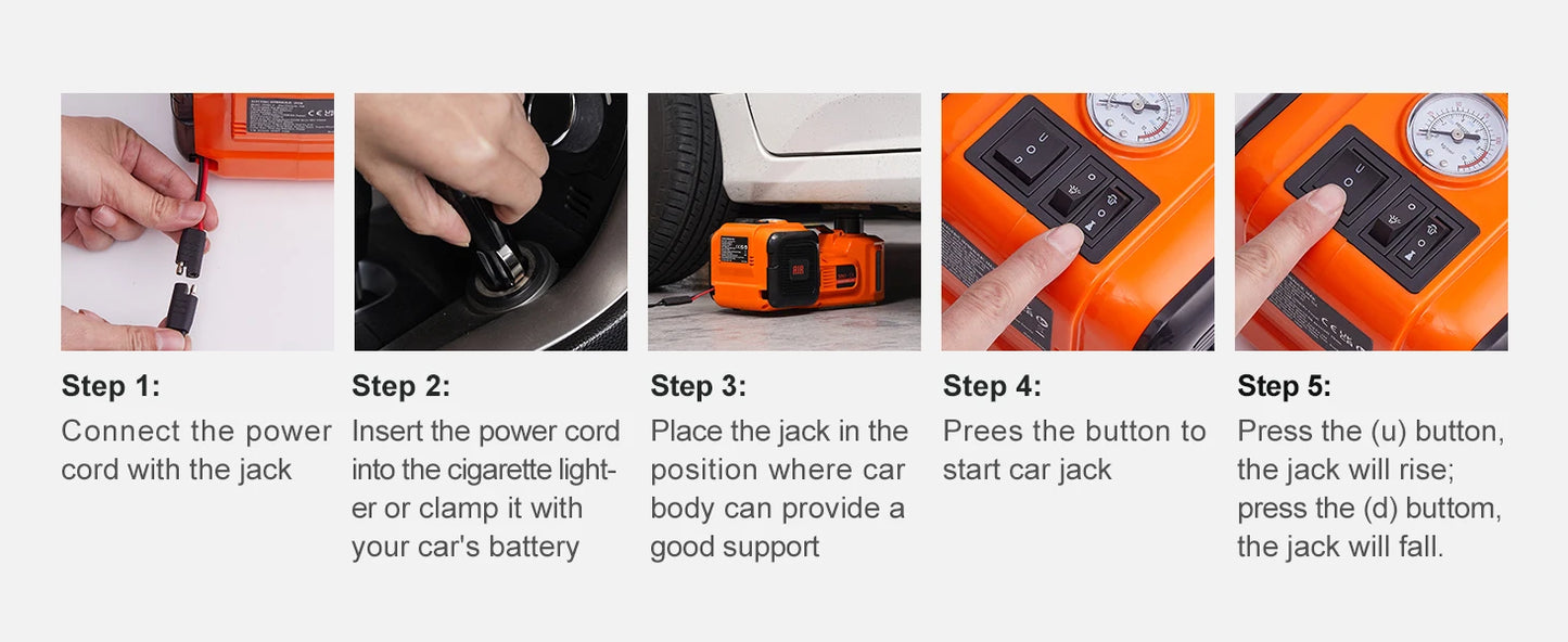 SucceBuy 5 Ton Electric Car Jack 11023 LBS Hydraulic Jack Lift Portable Car Jack to SUV Sedan Truck Change Tires Garage Repair