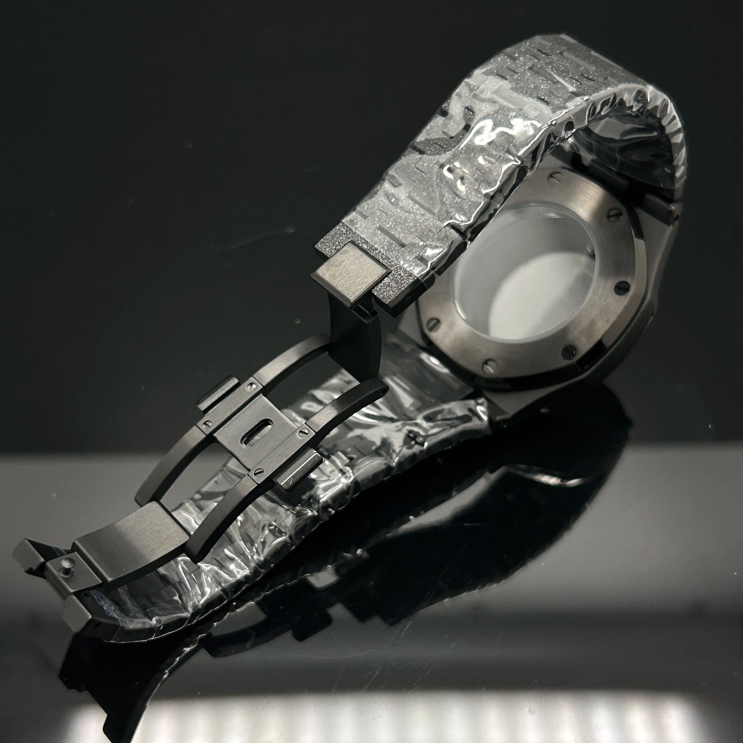 41mm Gold Black Matte Star Sand Steel Case Strap with 31.8mm Watch Dial for Oak NH35 NH36 NH70 Automatic Movement Watch Hands