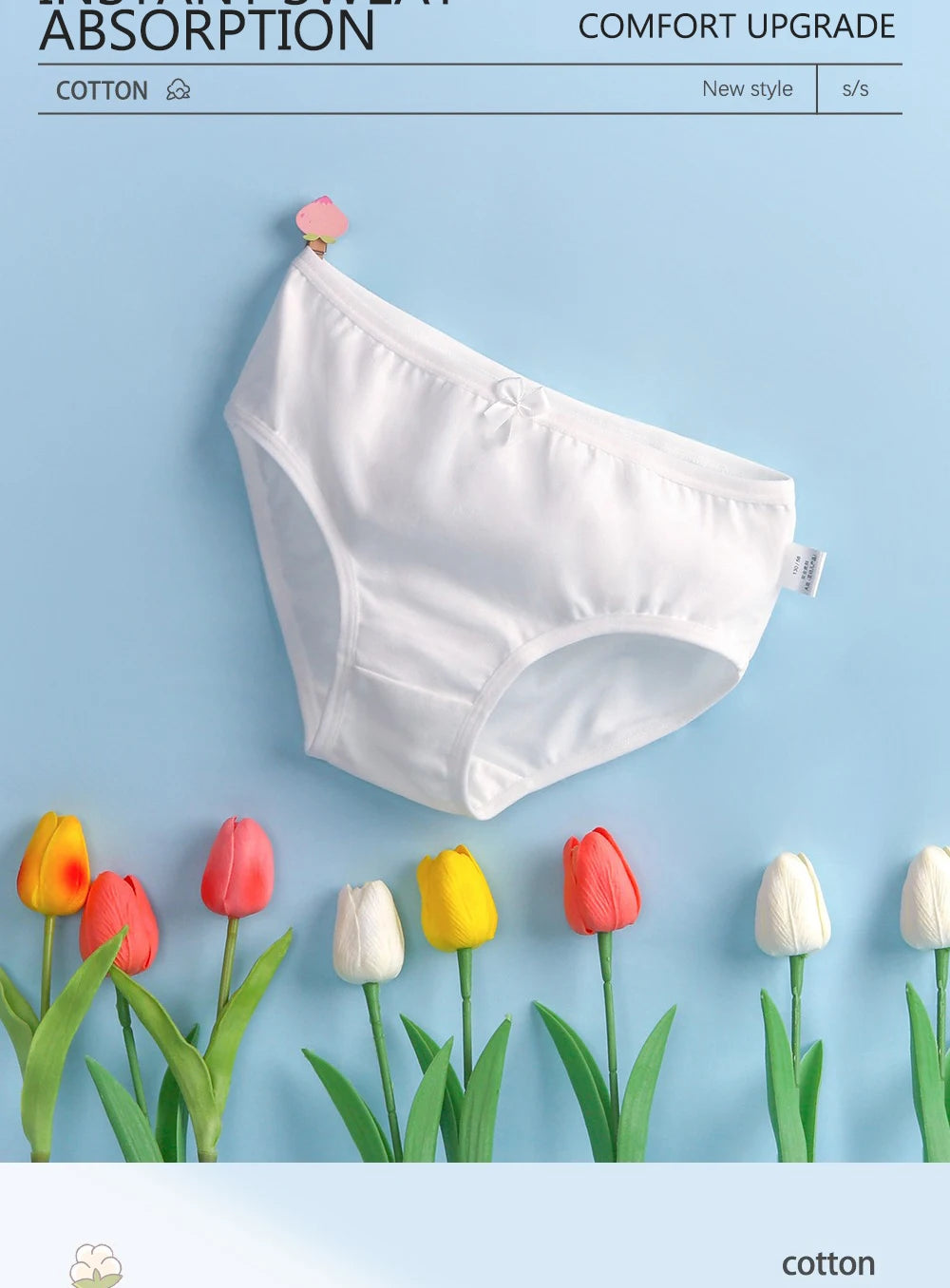 3PCS Kids Panties Girls Pure White Cotton Briefs Little Girl Soft Breathable Panties Baby Underpants Children's Cute Underwear