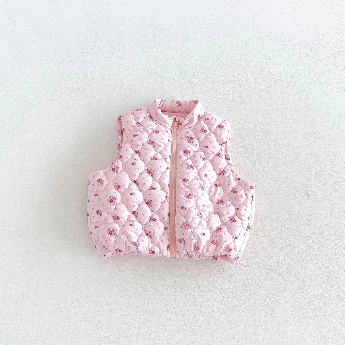 2026 New Winter Girls Quilted Floral Padded Vest | Thick Cotton Gilet | Cute Warm Outwear