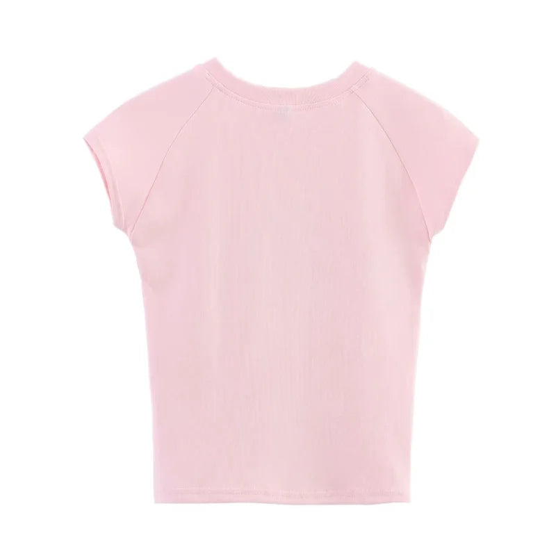 Corset Kawaii Slim Fit Round Neck Short Sleeve Daily Wear Casual Outdoor Women Tops Fashion Streetwear Corset Top