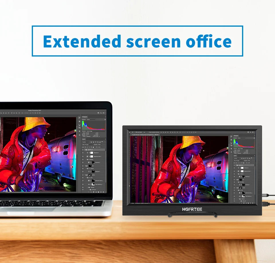 HGFRTEE portable monitor 11.6inch laptop monitor 768 display external monitor suitable for laptop and computer built-in speakers