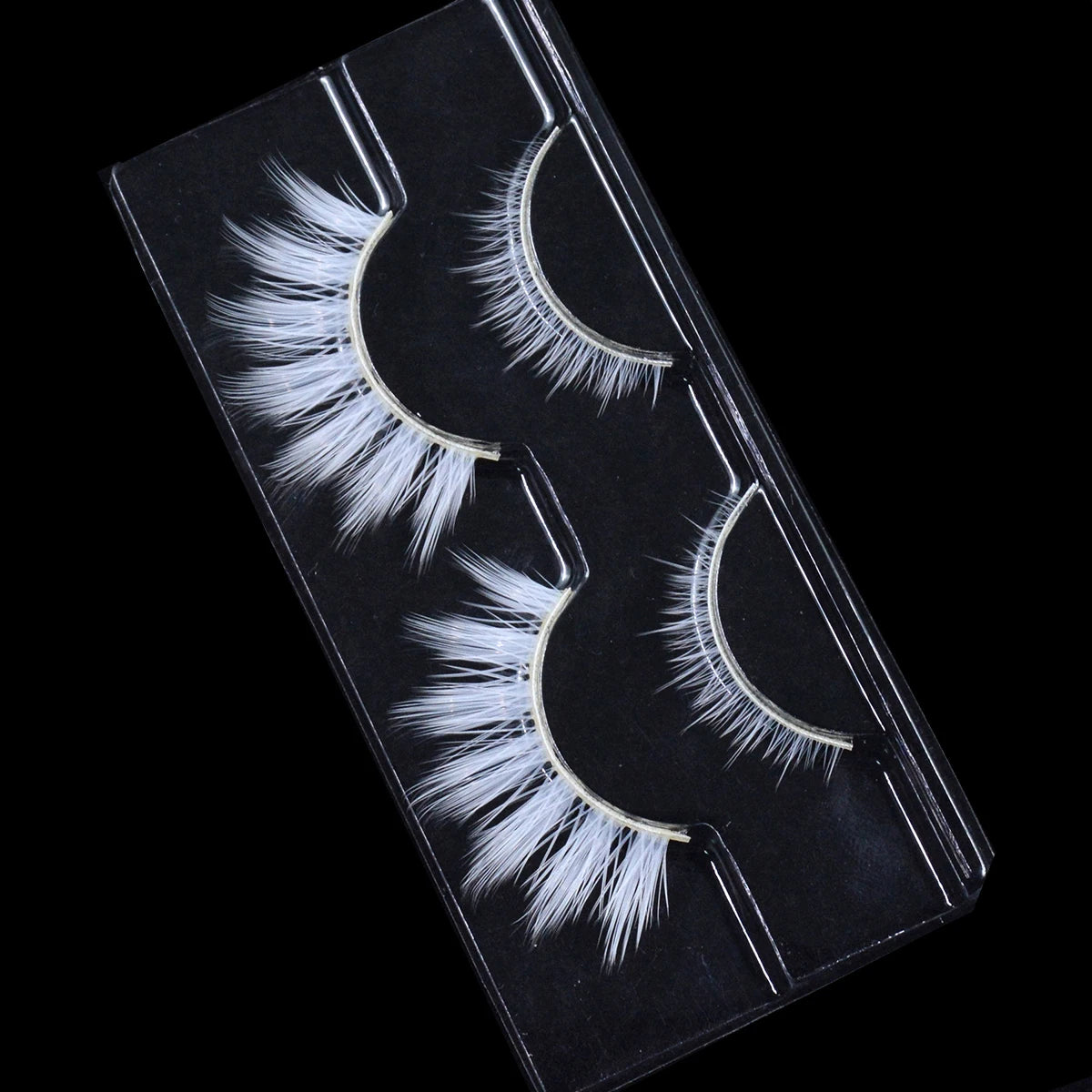 2 Pairs/Set 3D White Eyelashes Clear Band Snow Color Eye Lashes Cosplay Halloween Manga Lashes Makeup Up and Lower Bottom Lashes