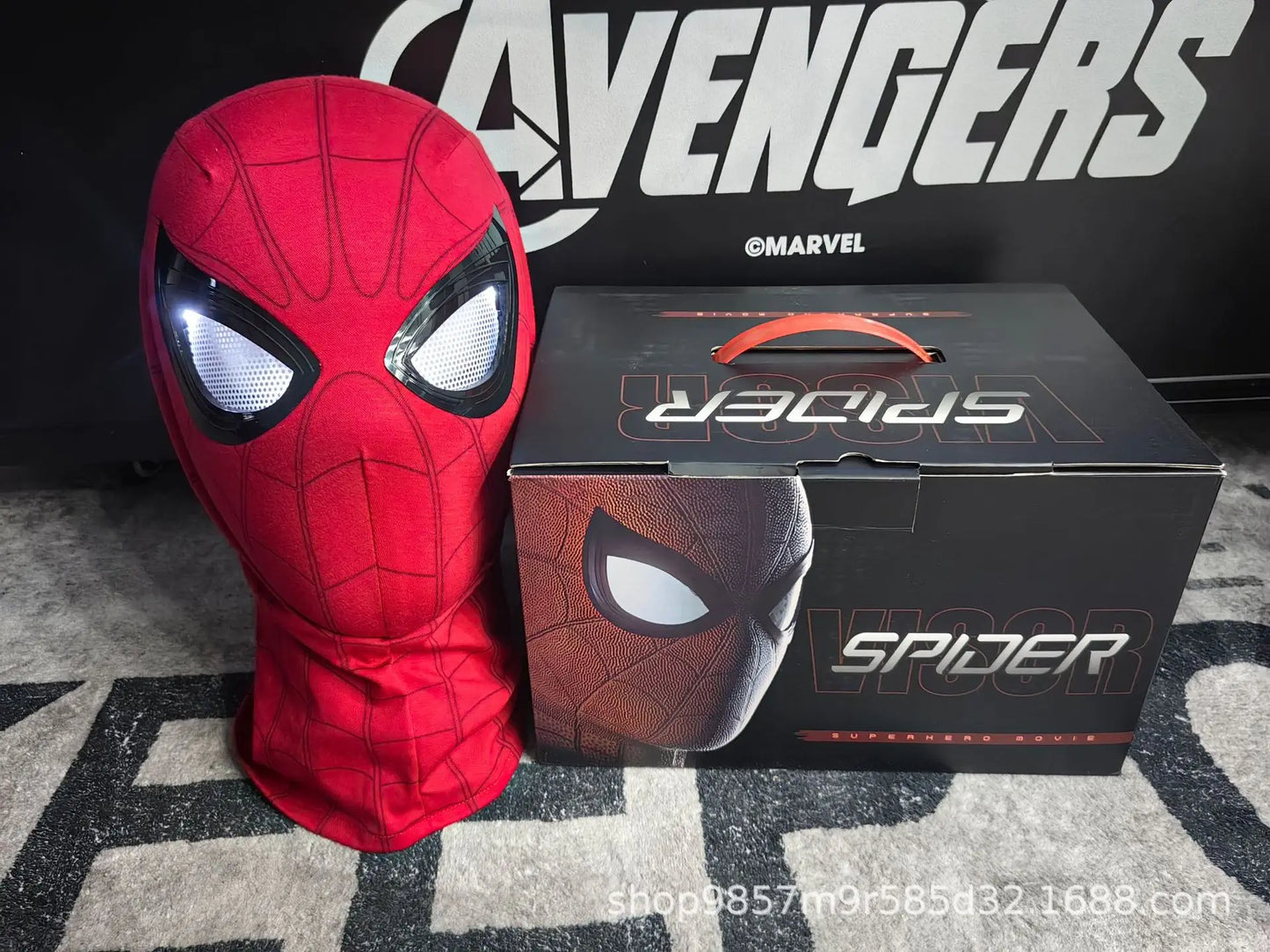 Spiderman Mascara Headgear Cosplay Moving Eyes Electronic Mask Spider Man Remote Control Elastic Toys For Adults Kids Gifts