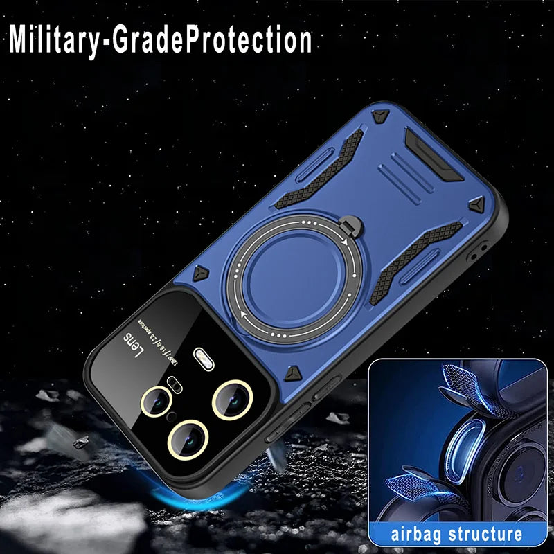 Camera Protect Shockproof  Armor Phone Case For Xiaomi 11T 12T Pro 13 13T Pro For Xiaomi 14 Pro Magnet Holder Ring Back Cover