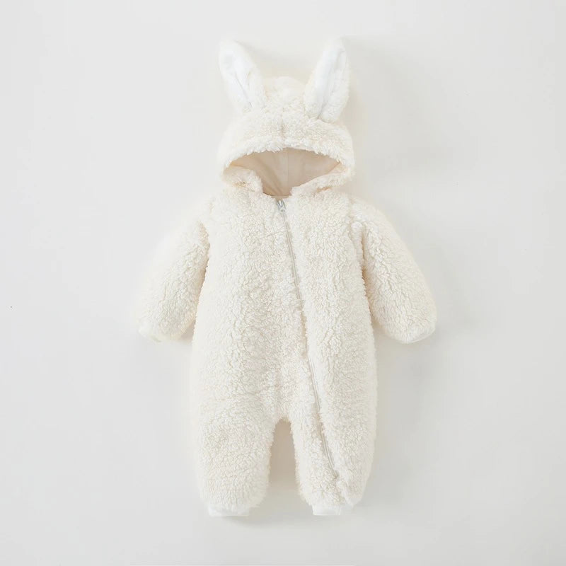 Newborn Baby Winter Warm Romper Girl Overall Polar Fleece Clothes Boys Jumpsuit Costume Infant Rabbit Pajamas Jacket 3-12 Month