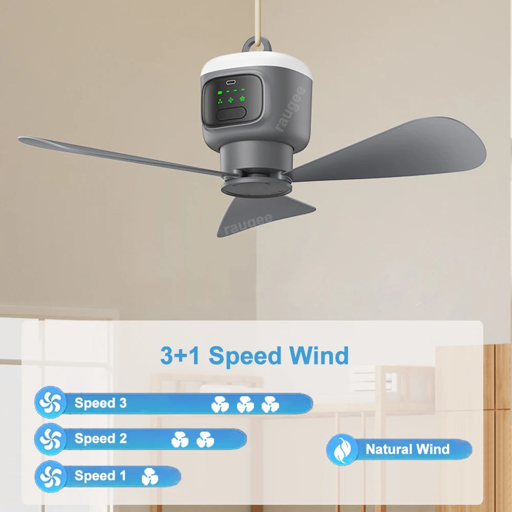 12000mAh Ceiling Fans Portable Outdoor Camping Fan With Remote Control LED Light USB Electric Tent Air Circulator Fan