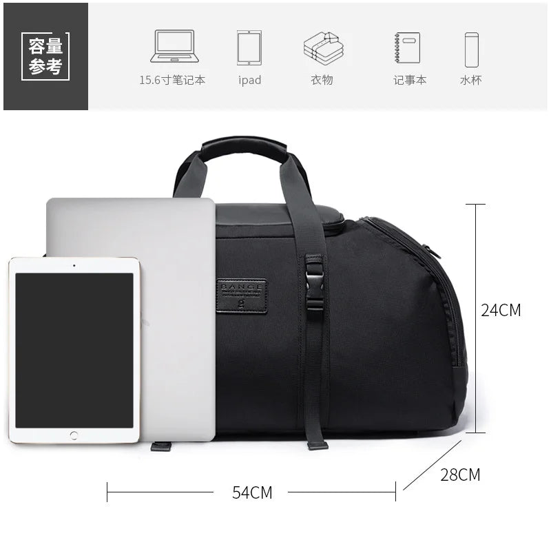 BANGE Gym bag for Men Suitcase Multifunction Backpack Large Waterproof Anti-stain Men Duffle Bag Travel Hand Luggage Bags New
