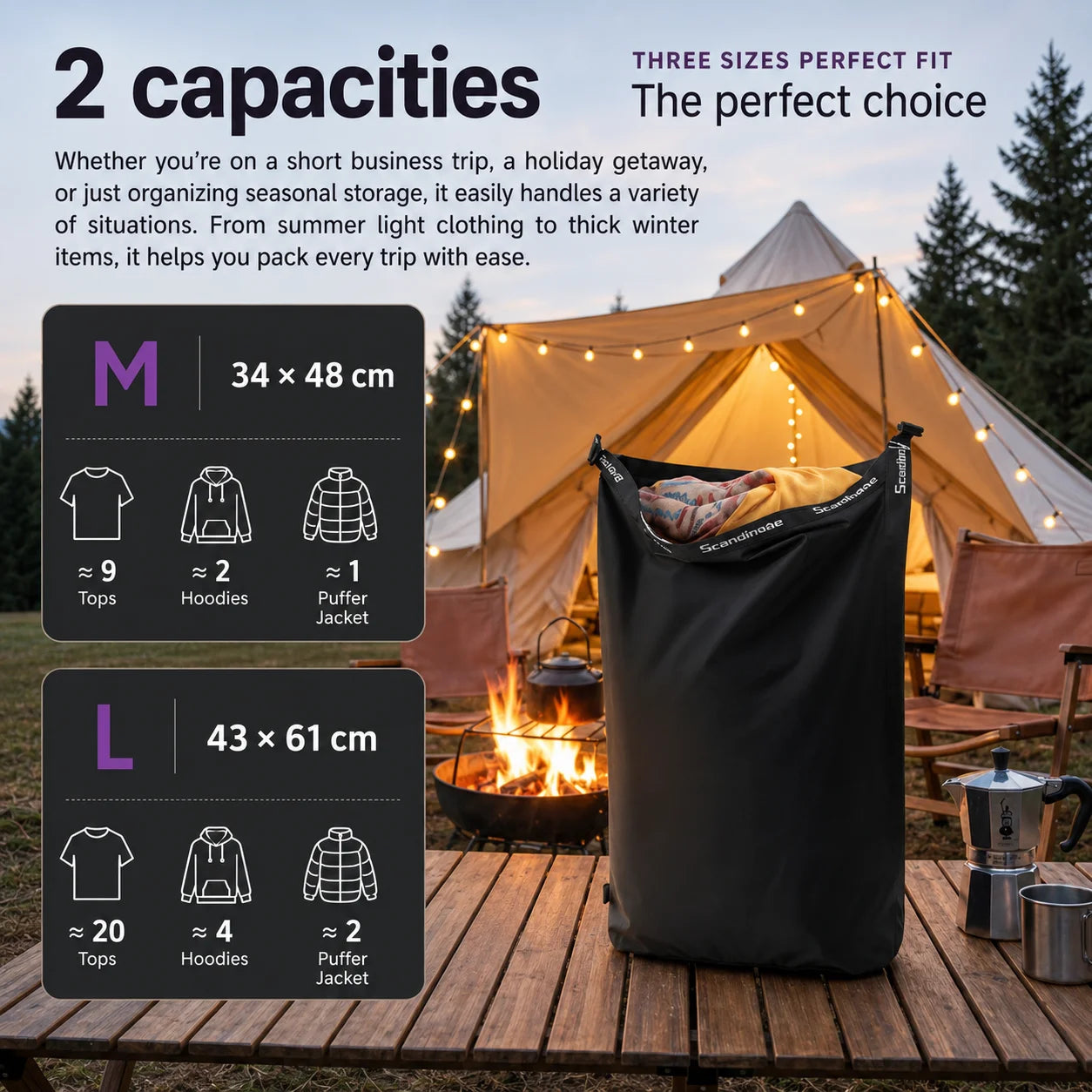 Glamping Vacuum Compression Bag No Pump Required Waterproof Gear Organizer for Sleeping Bag Down Jacket Vanlife Space Saver