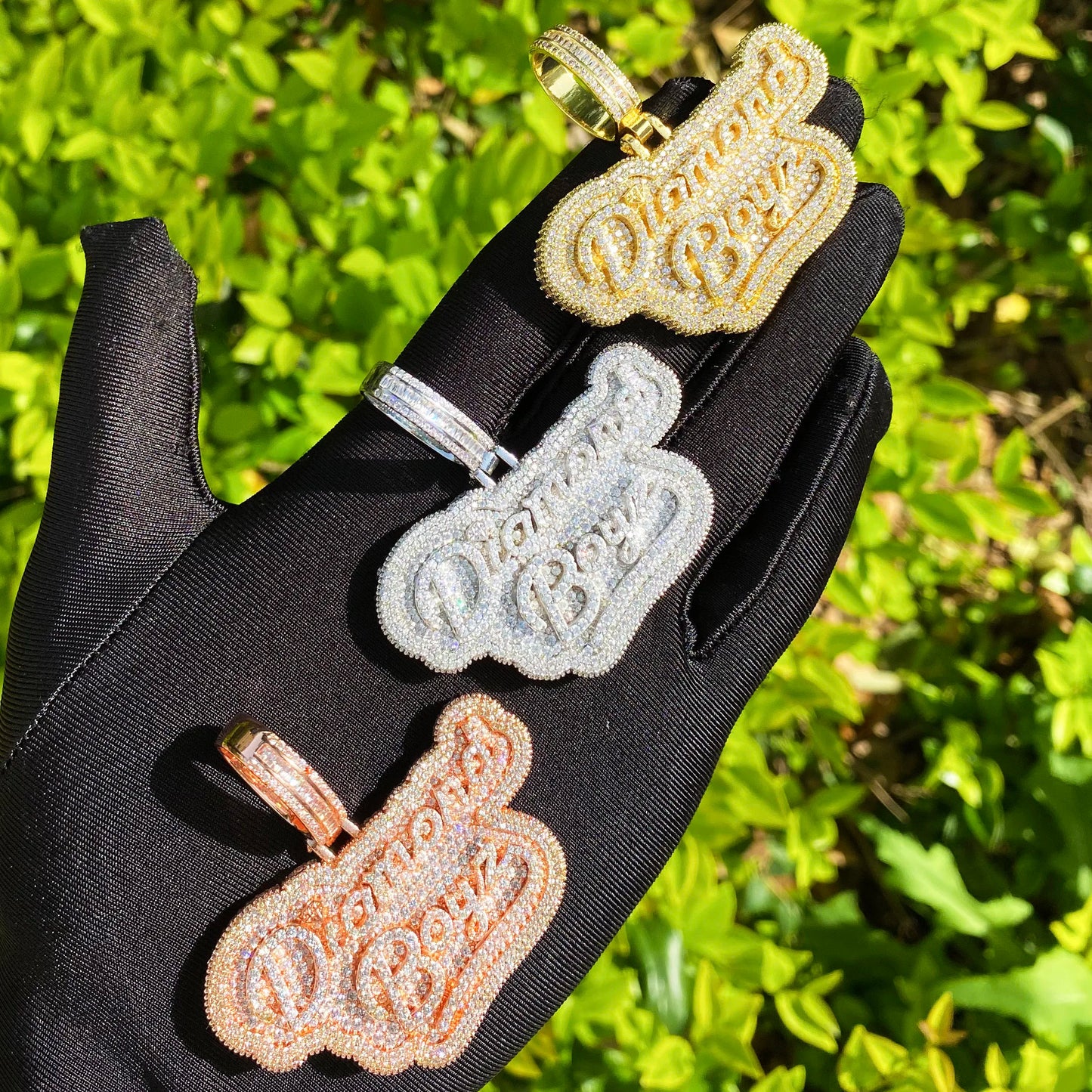 Aokaishen Iced Out Diamond Boyz Necklace Pendant for Men Real Gold Plated Cubic Zirconia Hip Hop Jewelry