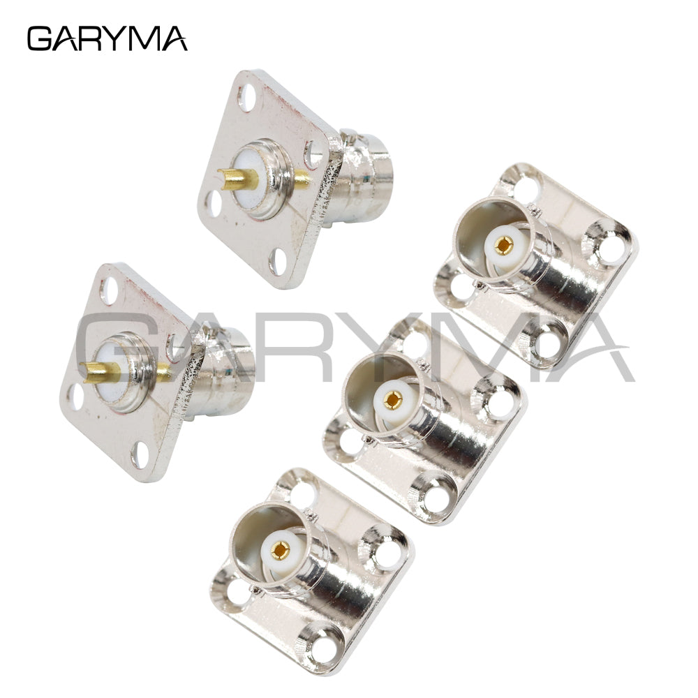 5Pcs Q9 BNC Female Jack 4-holes Flange Solder Panel Mount RF Adapter Coaxial BNC Female Jack Brass